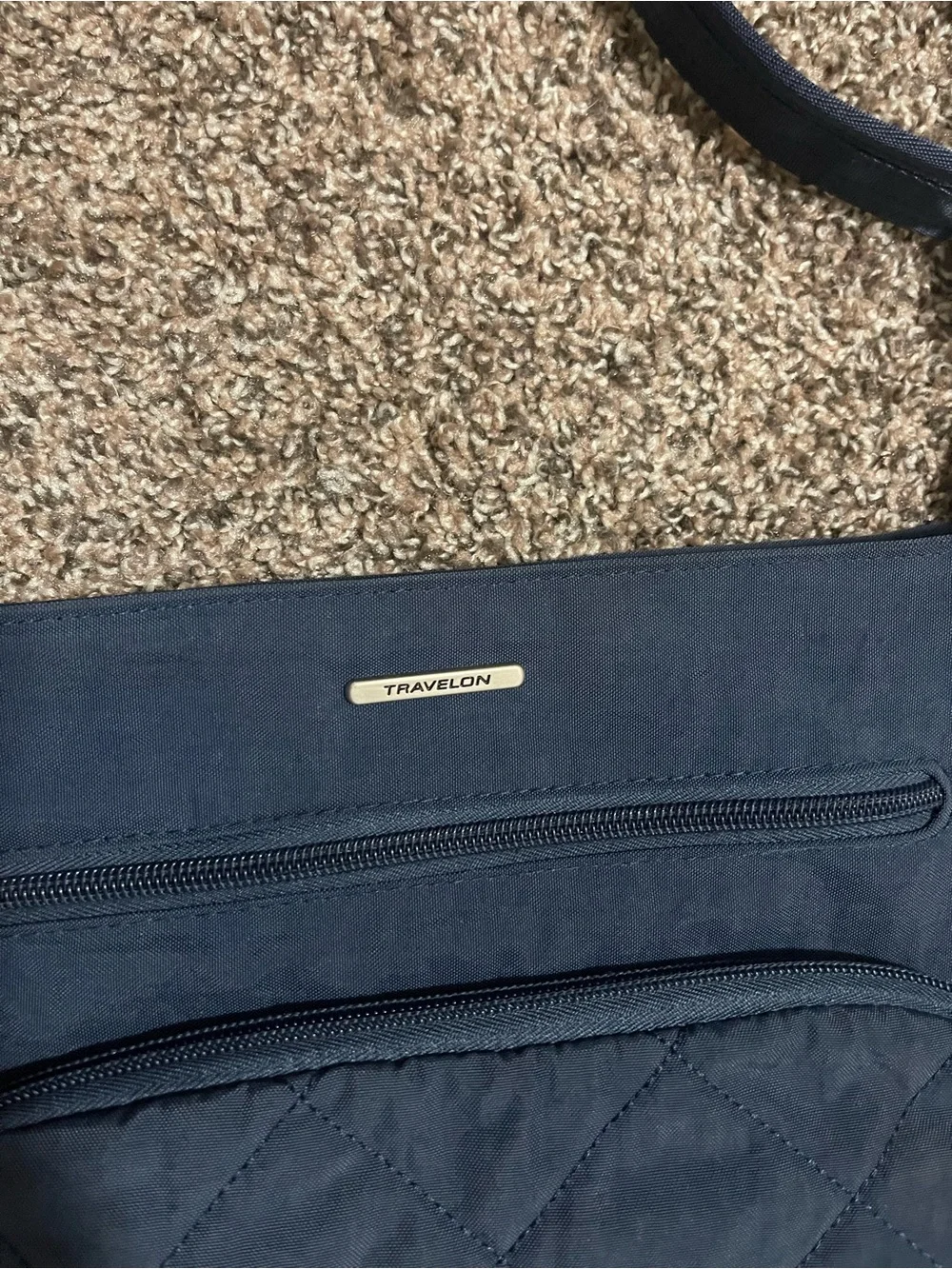Travelon Quilted Crossbody Shoulder Bag - Navy